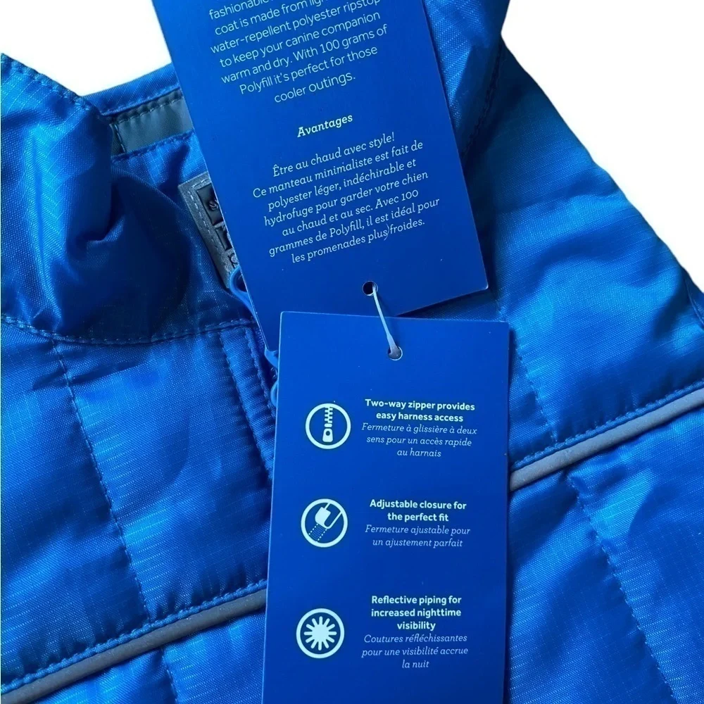 RCPETS Status Dog Puffer Jacket CYAN Blue Size XS NWT